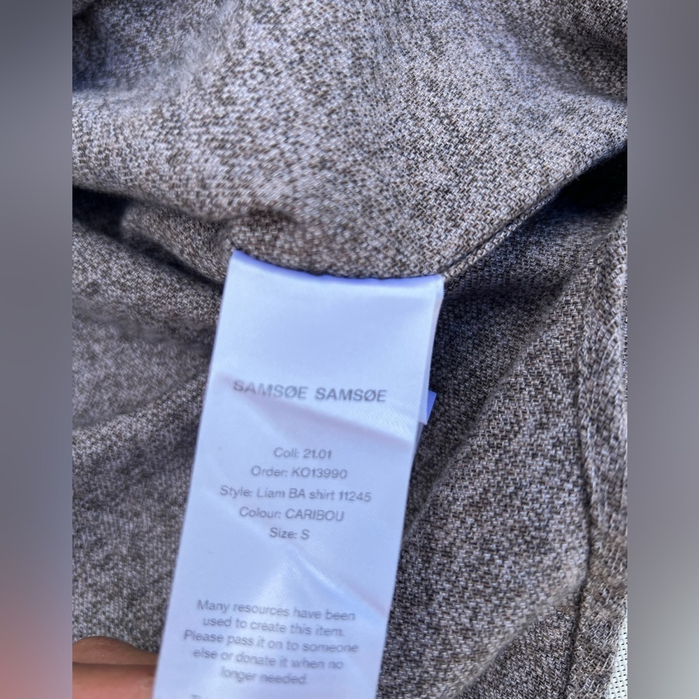 Samsøe Samsøe Textured Button Down Shirt Mens S Brown Gray Long Sleeve Casual - Picture 13 of 14